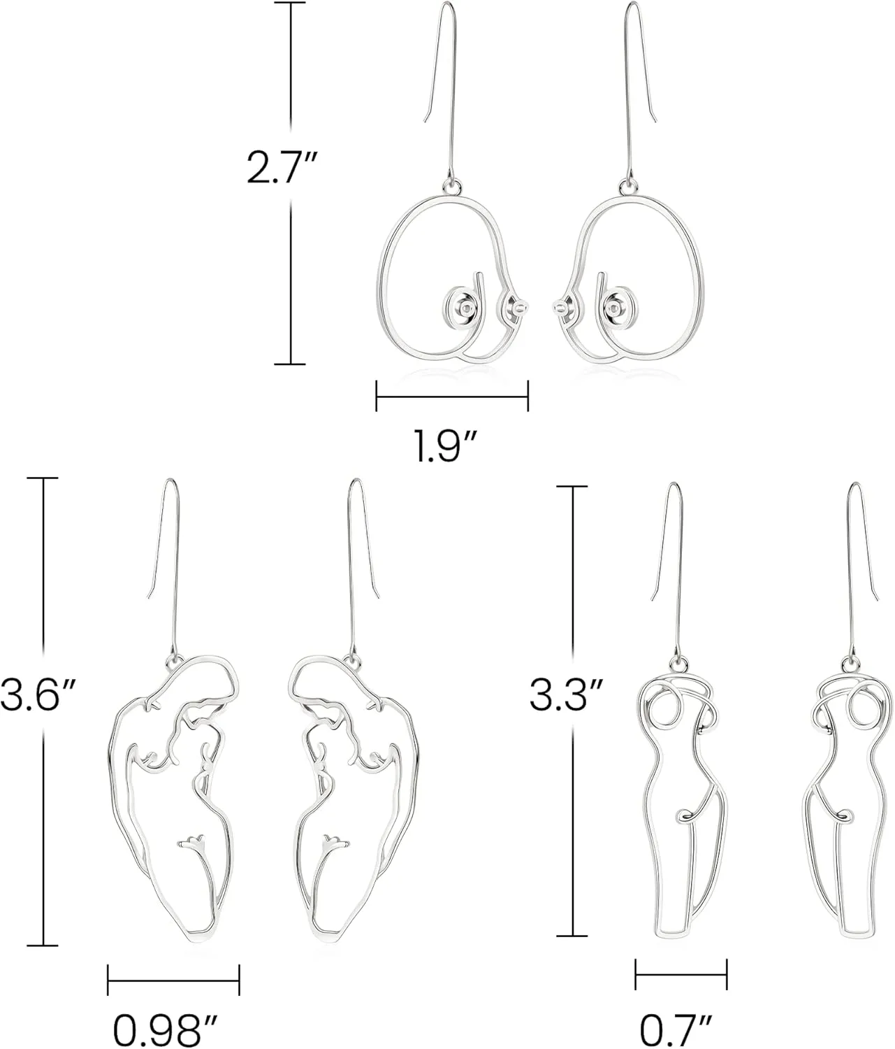 Abstract Geometric Earring Lady Body Face Form Aesthetic Dangle Earring Quirky Edgy Fun Weird Jewelry for Women