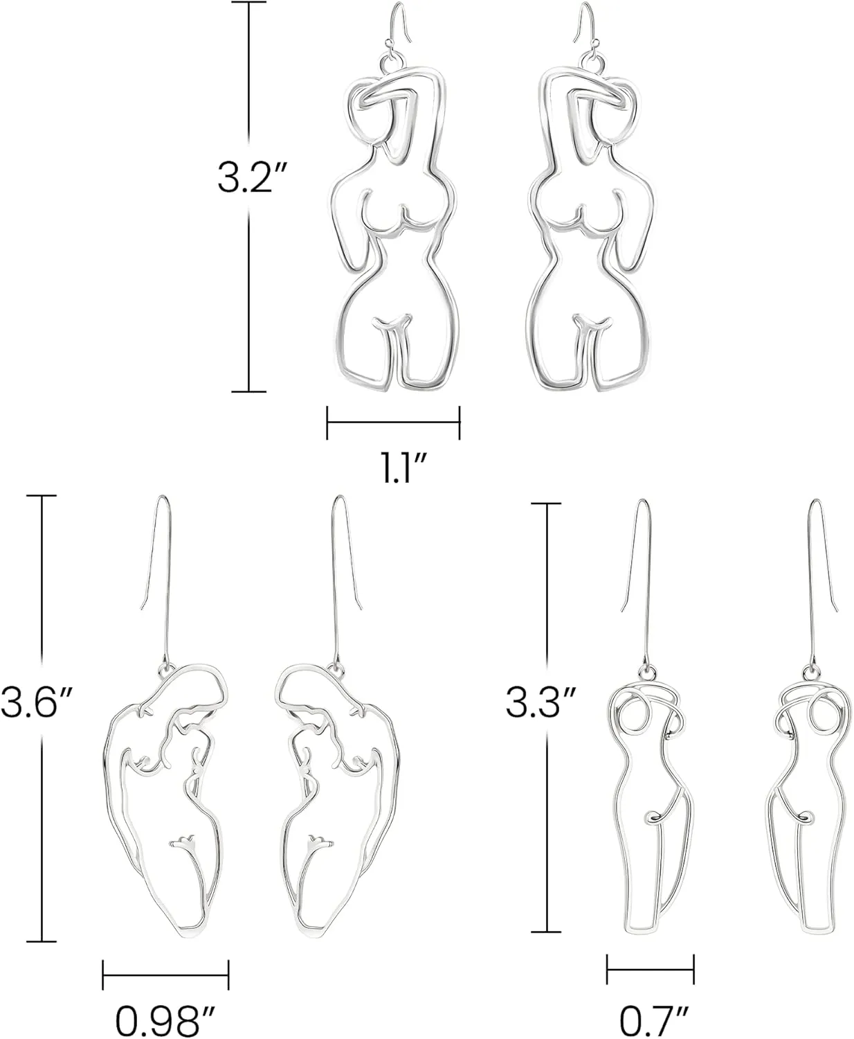 Abstract Geometric Earring Lady Body Face Form Aesthetic Dangle Earring Quirky Edgy Fun Weird Jewelry for Women