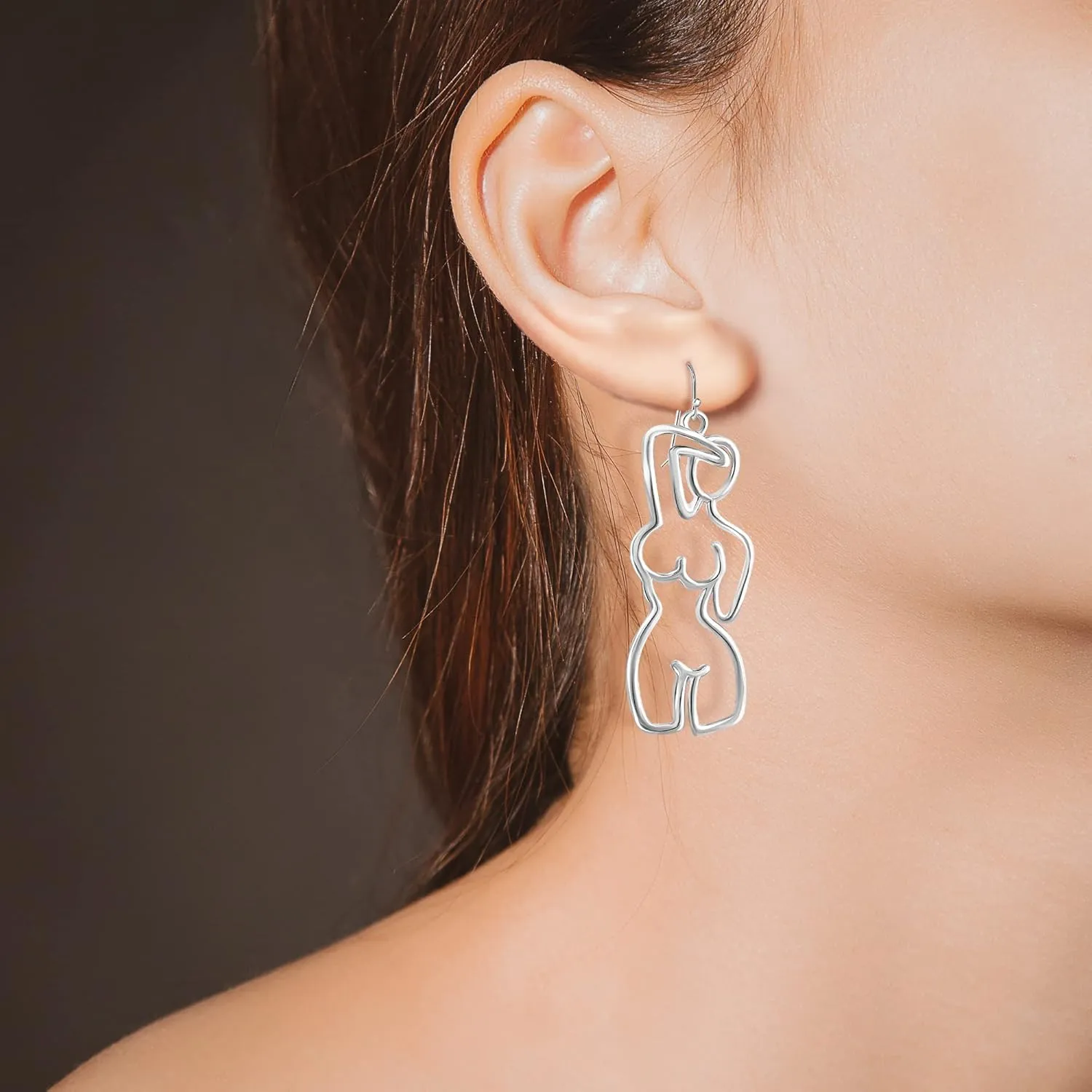 Abstract Geometric Earring Lady Body Face Form Aesthetic Dangle Earring Quirky Edgy Fun Weird Jewelry for Women
