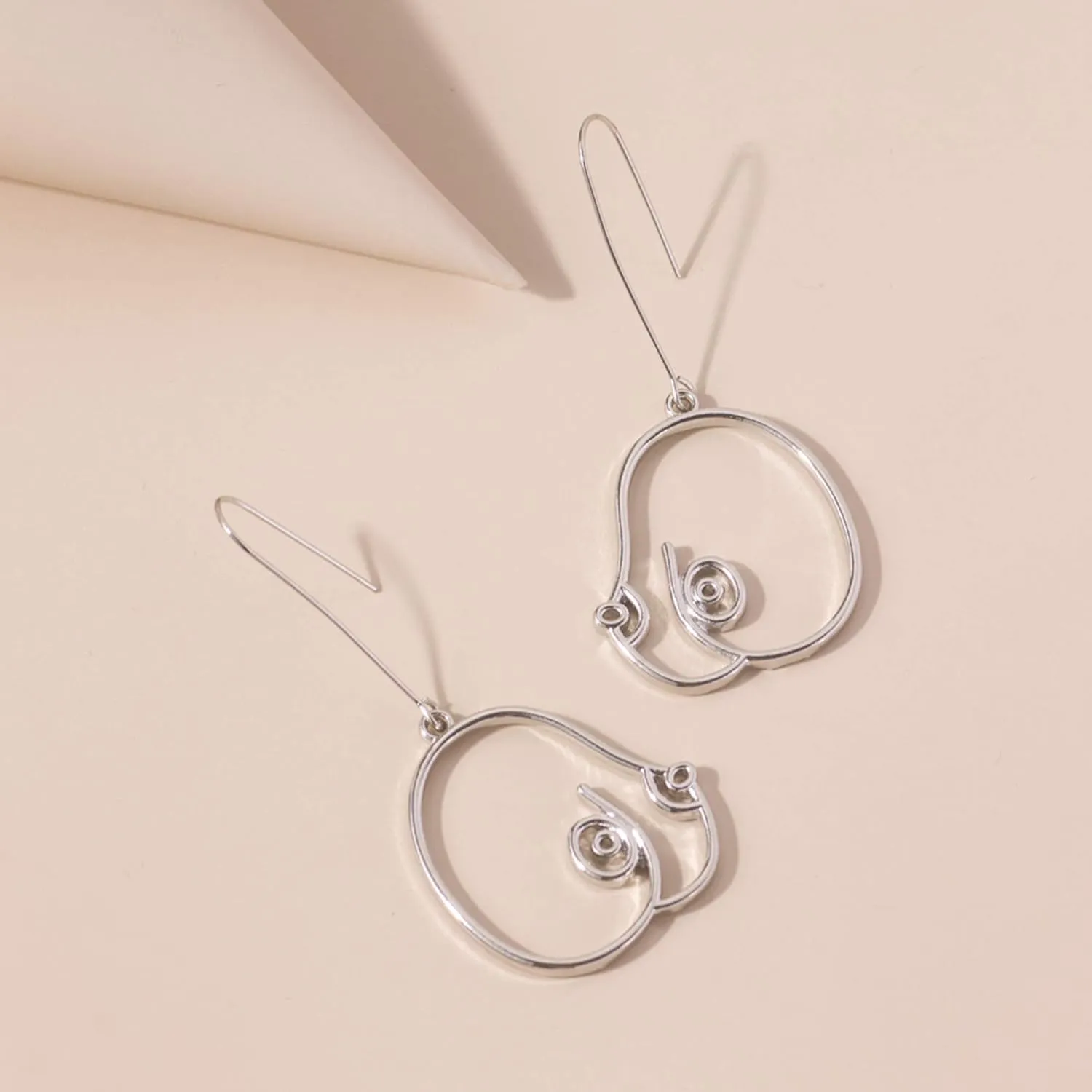 Abstract Geometric Earring Lady Body Face Form Aesthetic Dangle Earring Quirky Edgy Fun Weird Jewelry for Women