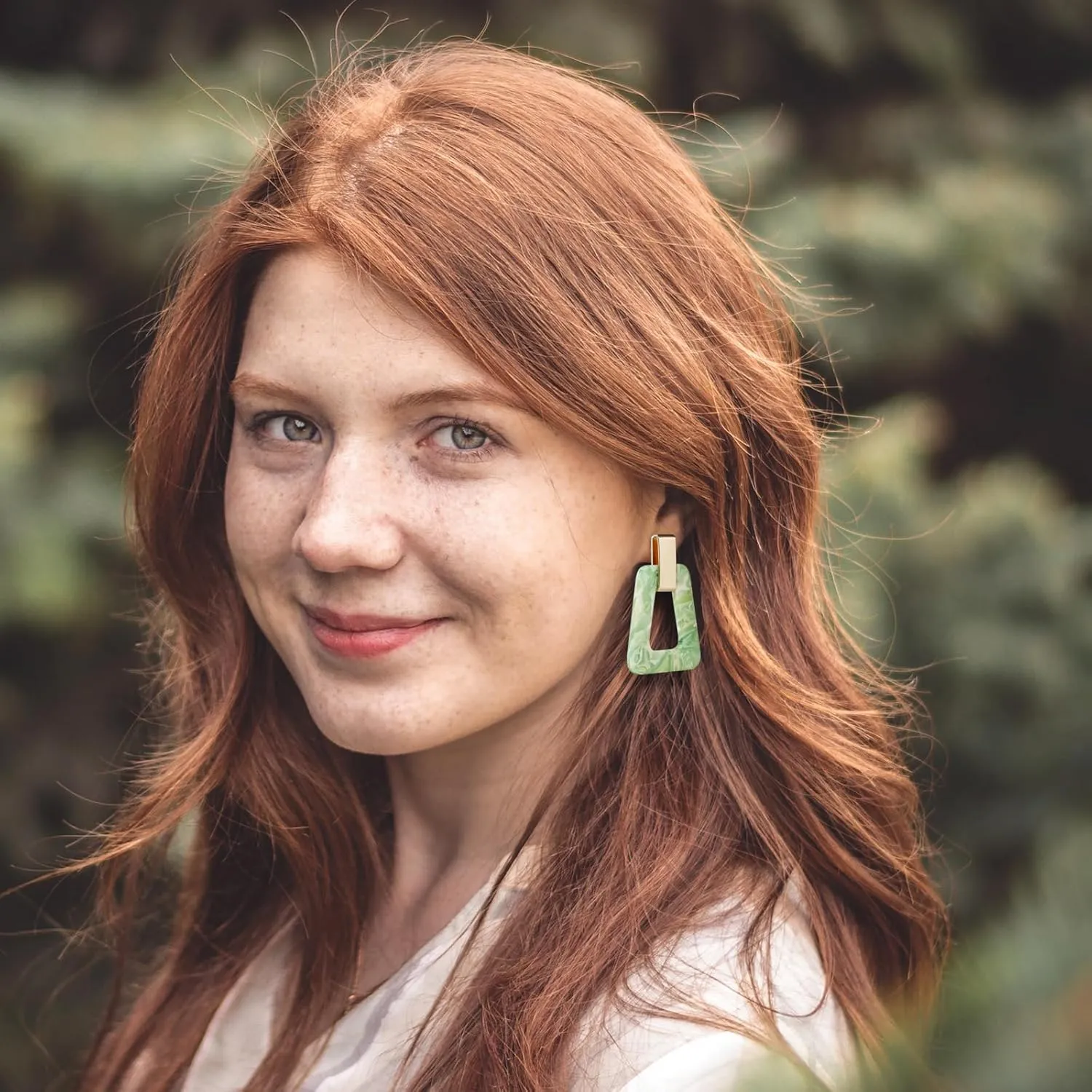 Acrylic Geometric Statement Earrings - Mottled Resin Lightweight Dangle Earrings for Party or Vacation