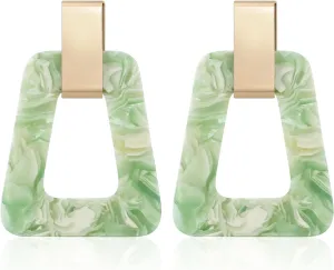 Acrylic Geometric Statement Earrings - Mottled Resin Lightweight Dangle Earrings for Party or Vacation