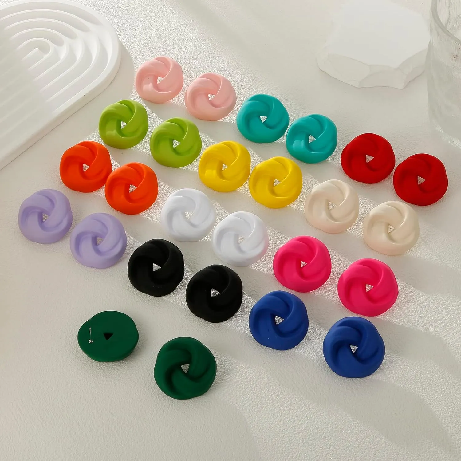 Acrylic Love Knot Stud Earrings, Candy Color Statement Earrings for Women