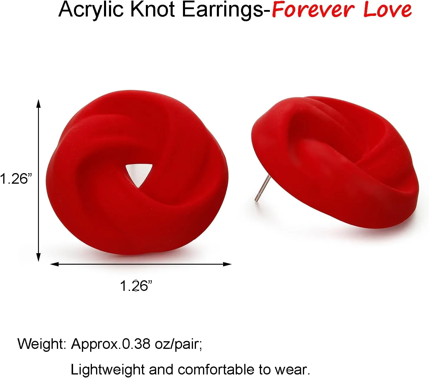 Acrylic Love Knot Stud Earrings, Candy Color Statement Earrings for Women