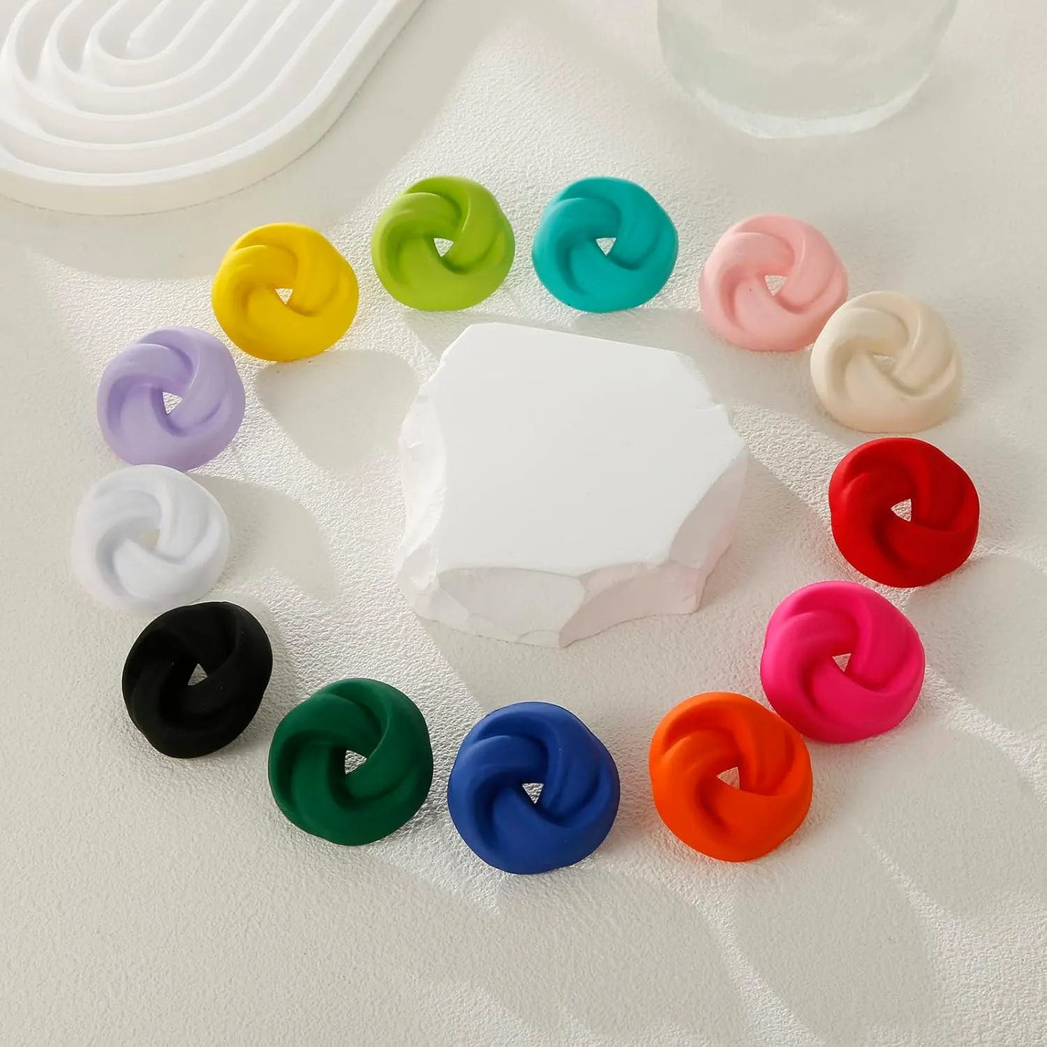 Acrylic Love Knot Stud Earrings, Candy Color Statement Earrings for Women