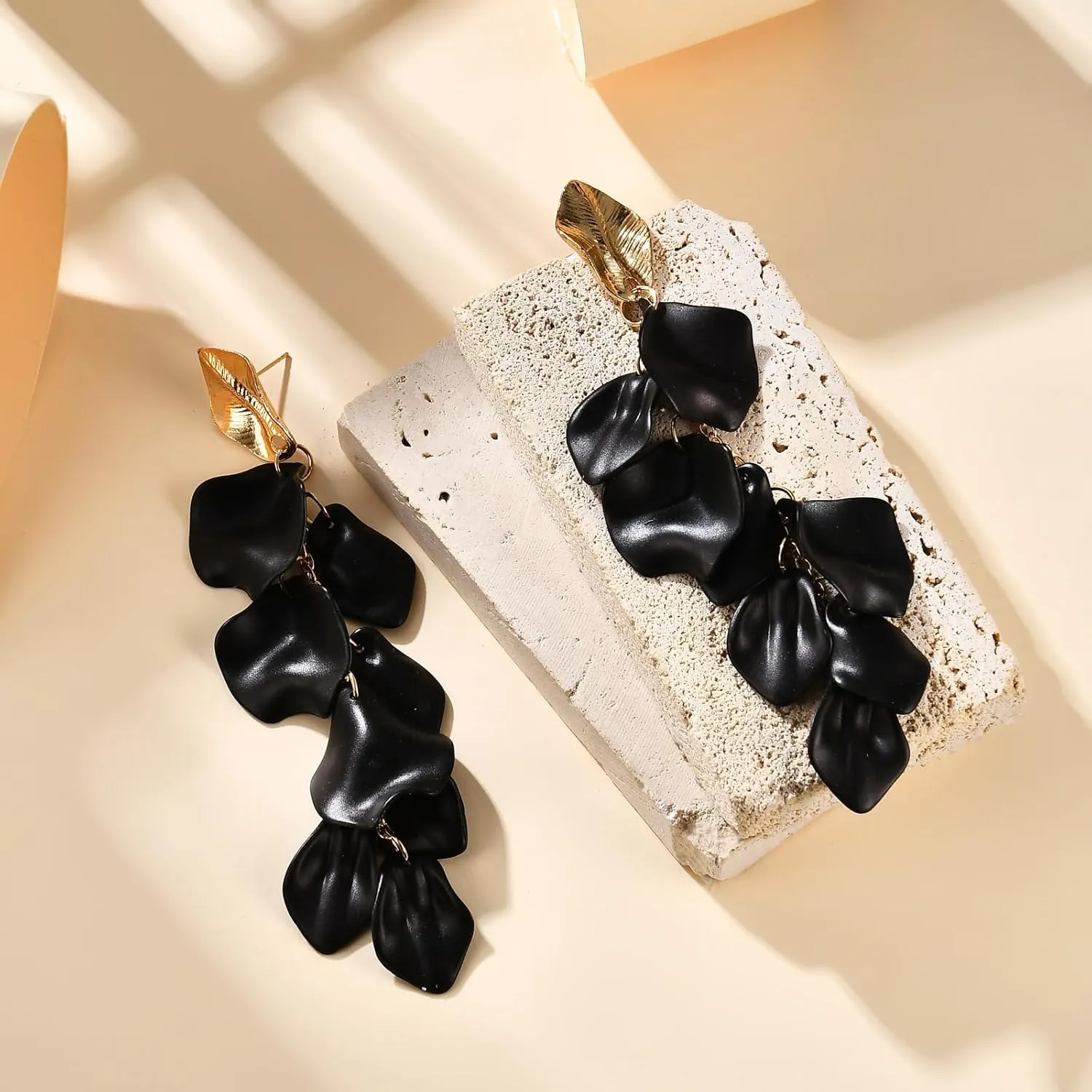 Acrylic Rose Petal Tassel Pendant Earrings Bohemian Long Flower Statement Bold Colorful Earrings for Women's Gifts