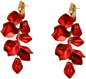 Acrylic Rose Petal Tassel Pendant Earrings Bohemian Long Flower Statement Bold Colorful Earrings for Women's Gifts