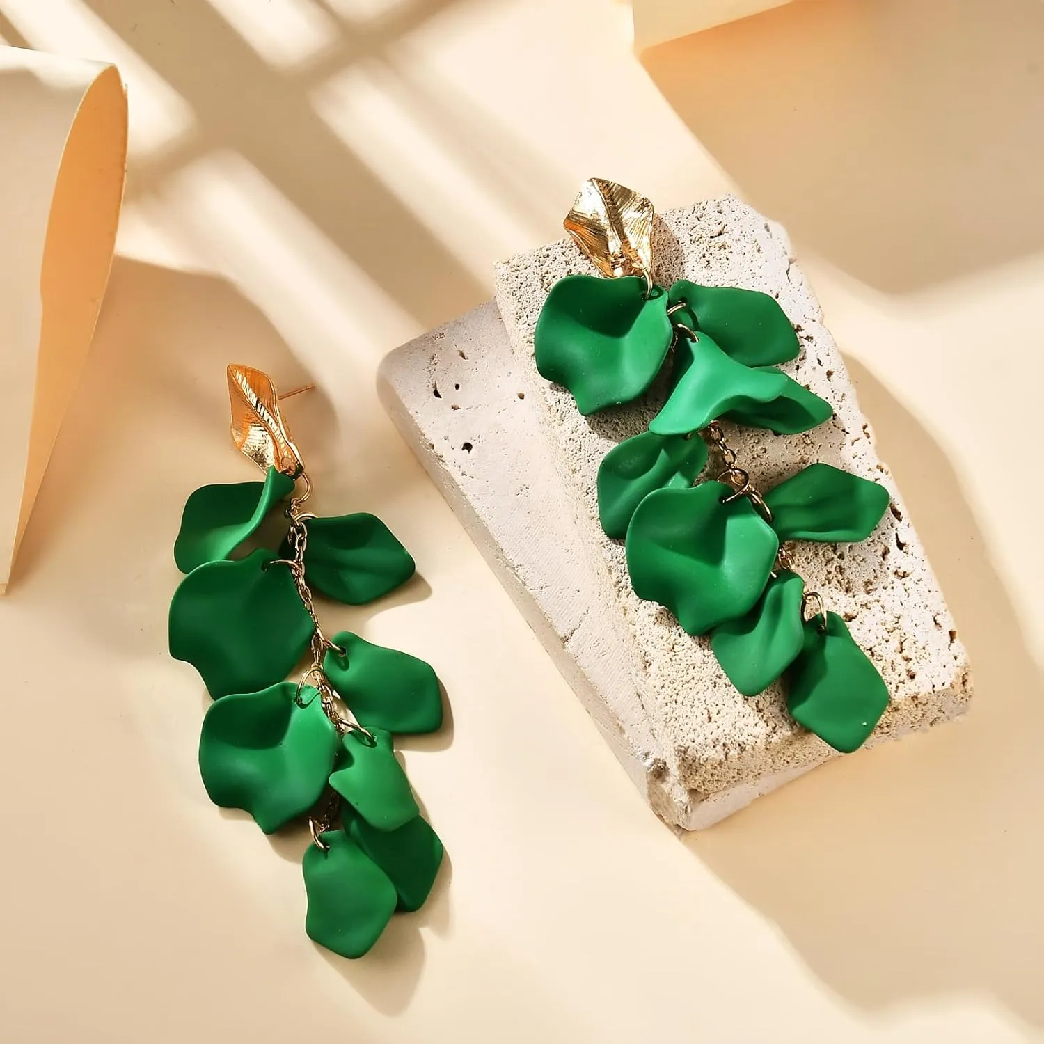 Acrylic Rose Petal Tassel Pendant Earrings Bohemian Long Flower Statement Bold Colorful Earrings for Women's Gifts