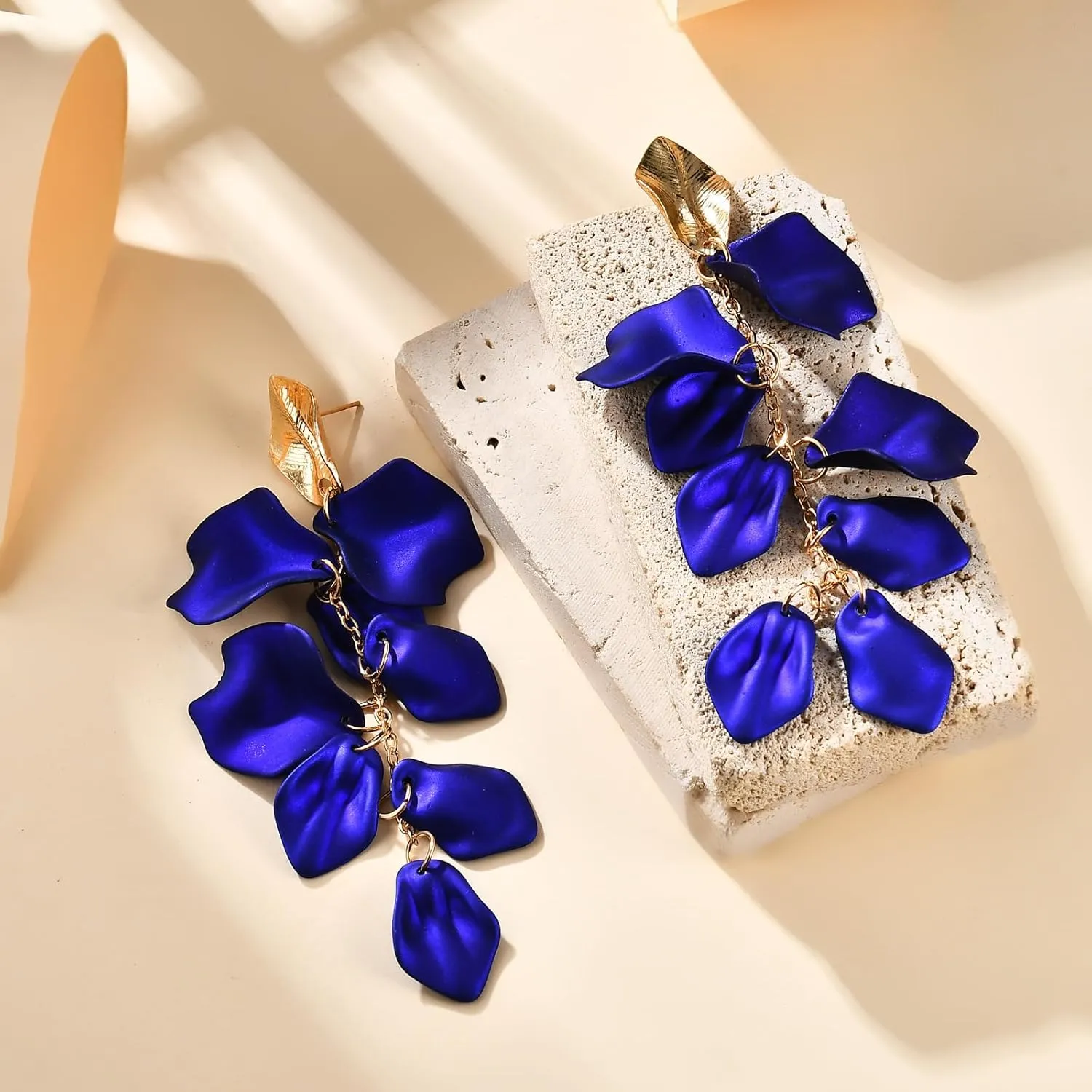 Acrylic Rose Petal Tassel Pendant Earrings Bohemian Long Flower Statement Bold Colorful Earrings for Women's Gifts