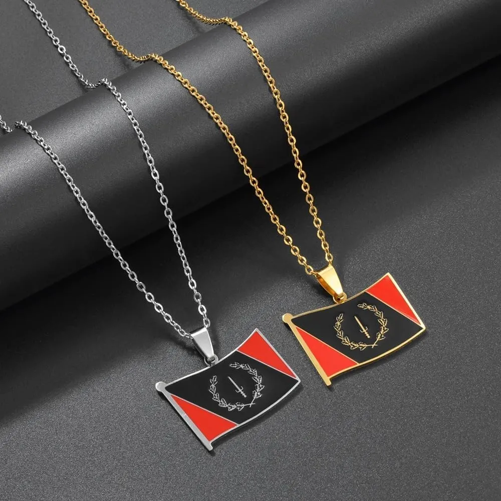 African American Flag Pendant Necklaces for Women Men - Black American Heritage Flag Necklace - African America Jewelrys