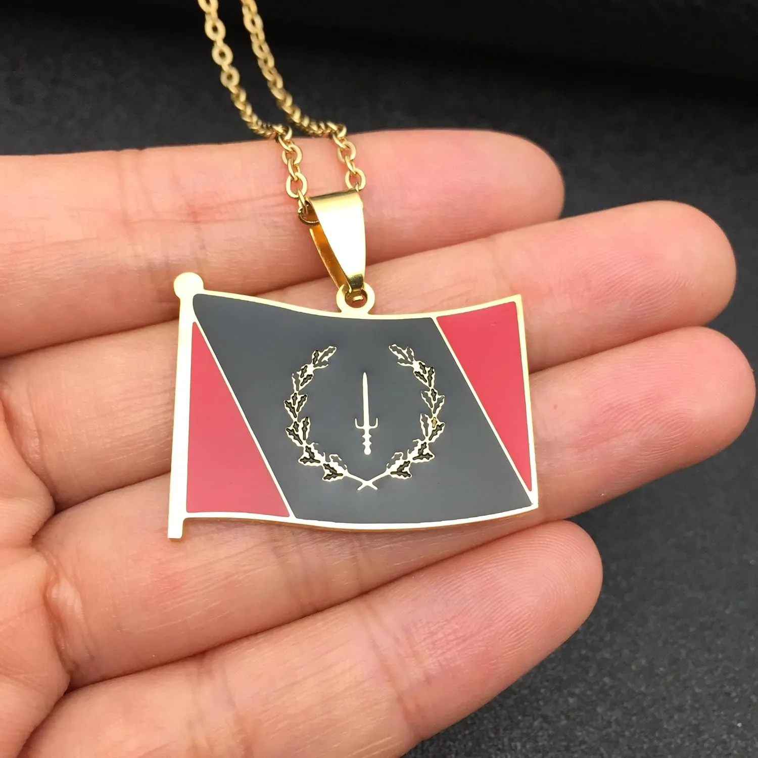 African American Flag Pendant Necklaces for Women Men - Black American Heritage Flag Necklace - African America Jewelrys