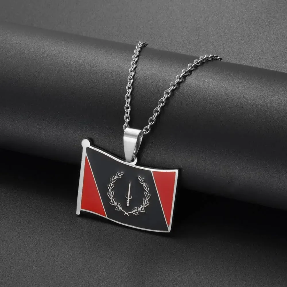 African American Flag Pendant Necklaces for Women Men - Black American Heritage Flag Necklace - African America Jewelrys