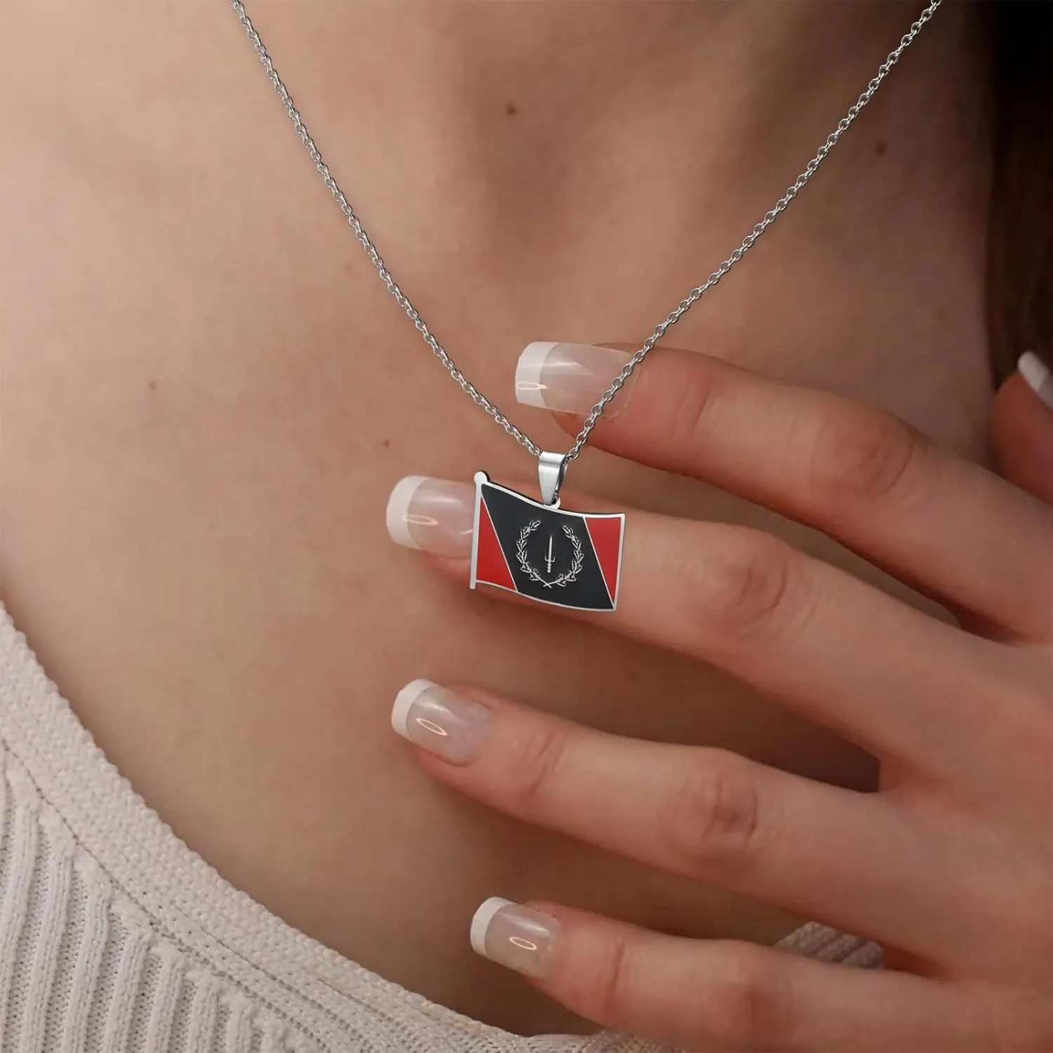 African American Flag Pendant Necklaces for Women Men - Black American Heritage Flag Necklace - African America Jewelrys