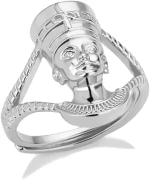 African Queen Adjustable Ring Retro Vintage Shiny Queen Portrait Ring Jewelry for Women Men Egyptian Ethnic Jewelry