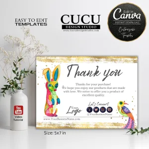 Alebrije Thank You Card Template Easy To Edit