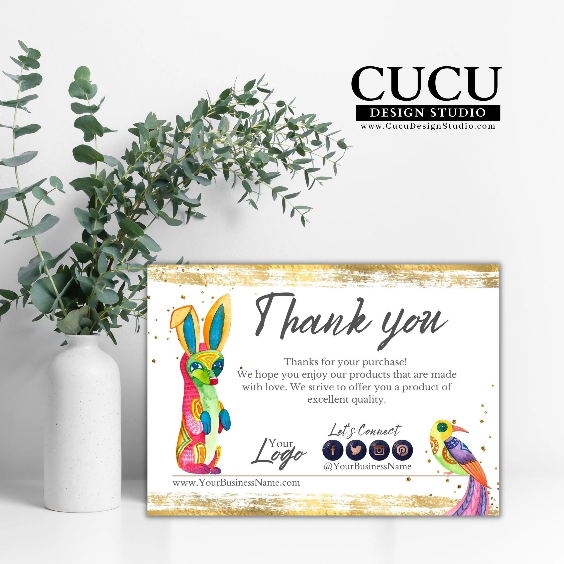 Alebrije Thank You Card Template Easy To Edit