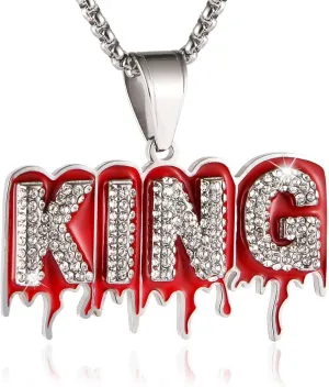 AsAlways Hip Hop King CZ Pendant Fashion Rapper Jewelry Rock Iced Out Shiny Stainless Steel Necklace for Men and Women