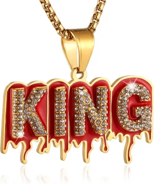 AsAlways Hip Hop King CZ Pendant Fashion Rapper Jewelry Rock Iced Out Shiny Stainless Steel Necklace for Men and Women