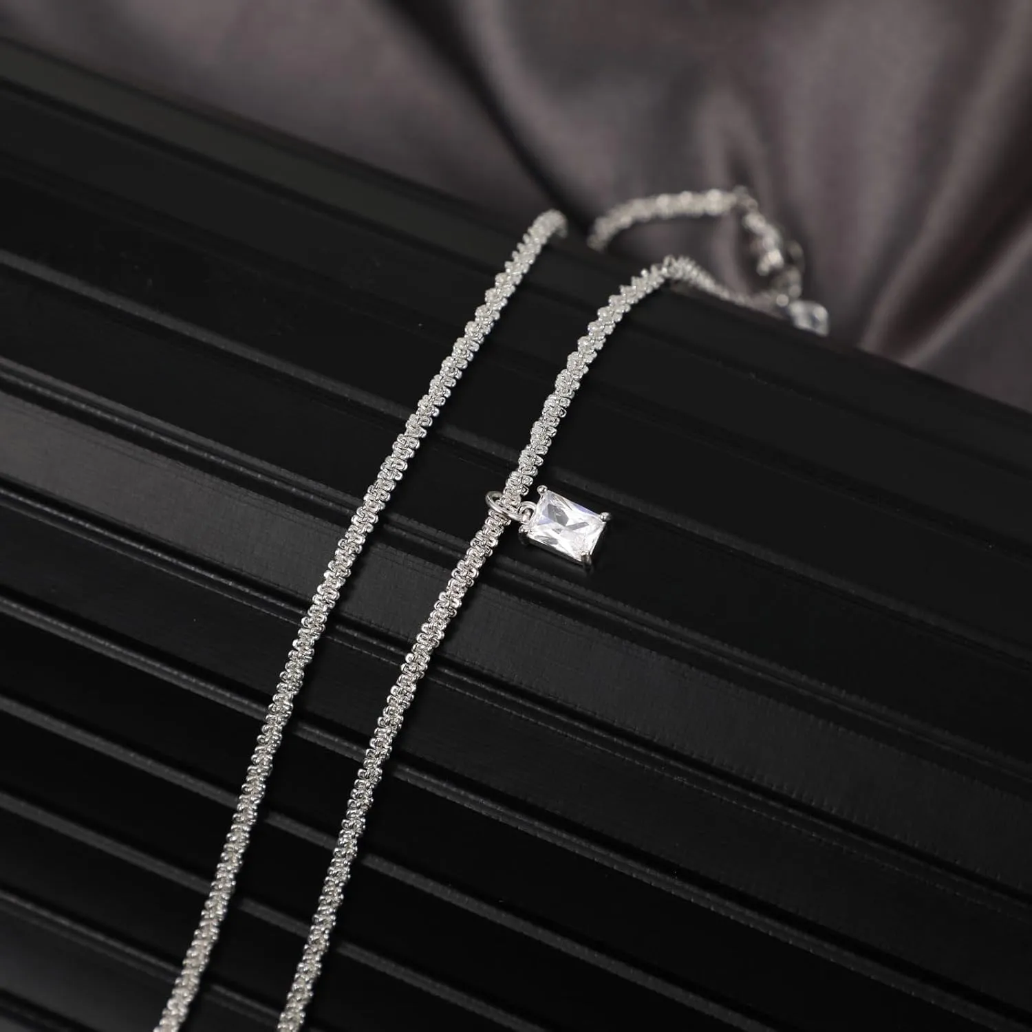 ASCOMY Necklaces for Women Dainty Necklace14K Gold/Silver Plated Sparkling Twist Rope Silver Necklaces Herringbone Figaro Shiny Cubic Zirconia Pendant CZ Cross Choker Necklace Jewelry Gift for Her