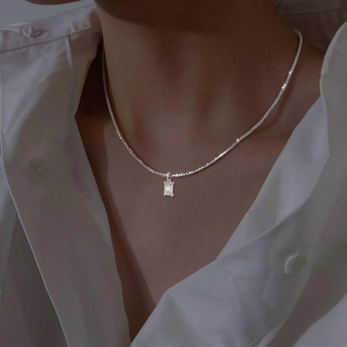 ASCOMY Necklaces for Women Dainty Necklace14K Gold/Silver Plated Sparkling Twist Rope Silver Necklaces Herringbone Figaro Shiny Cubic Zirconia Pendant CZ Cross Choker Necklace Jewelry Gift for Her
