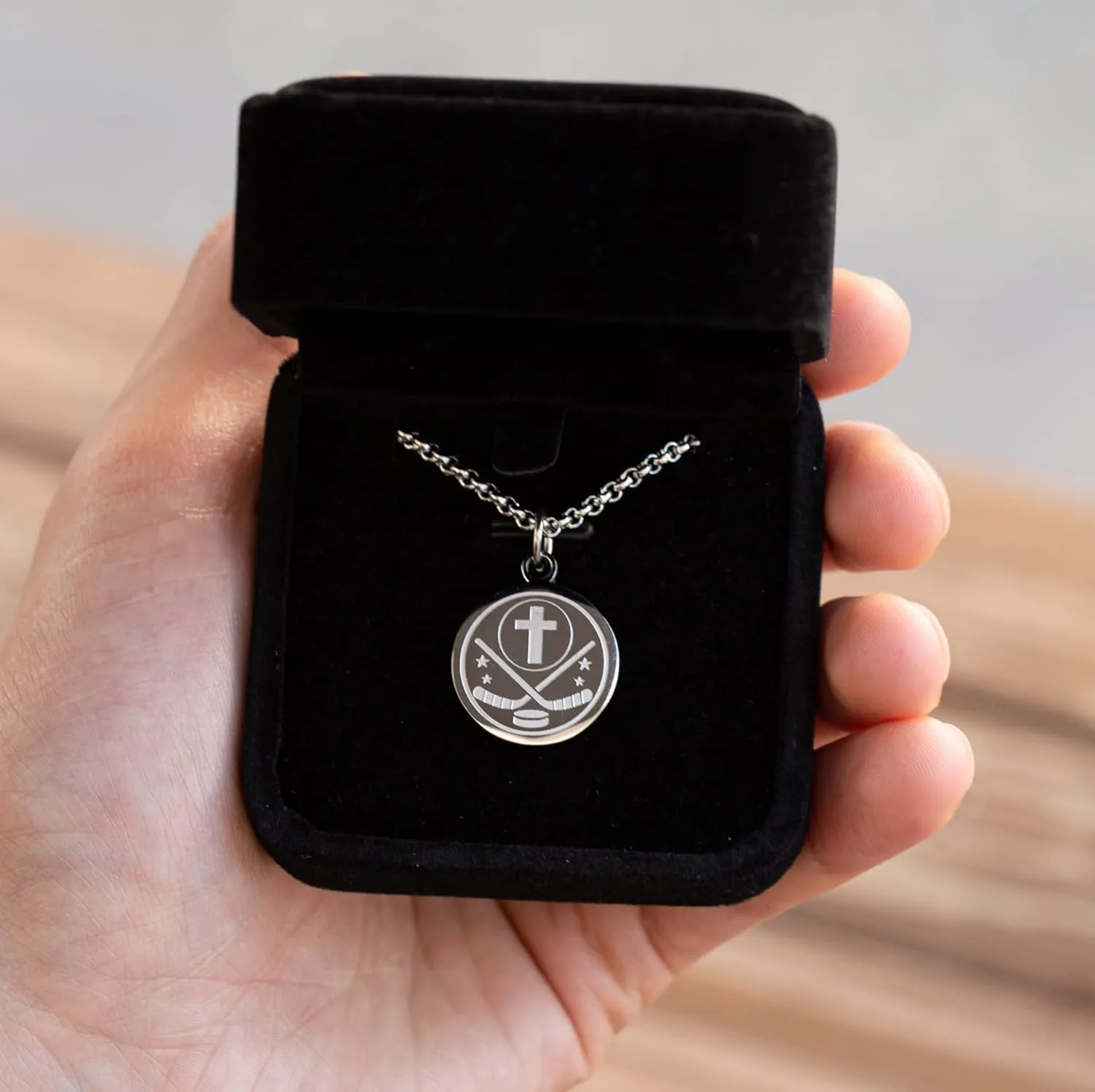 Athletes Necklace With Inspiring Bible Quote  Choose Your Quote, Silver Cross Necklace for Men and Women That Love Sports  Makes a Unique, Inspiring Gift for Athletes. Baseball, Basketball, Football, Hockey and Soccer Available.