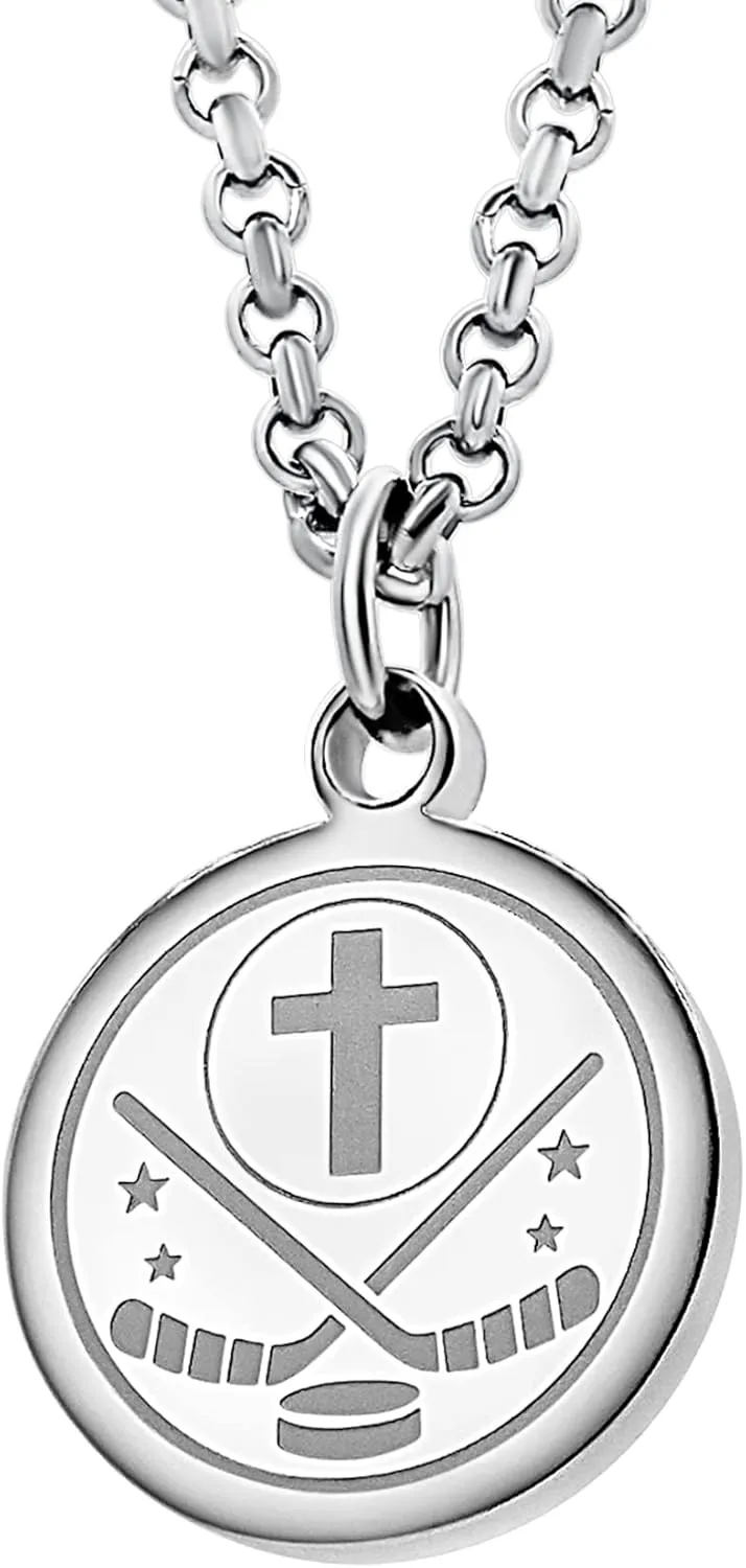 Athletes Necklace With Inspiring Bible Quote  Choose Your Quote, Silver Cross Necklace for Men and Women That Love Sports  Makes a Unique, Inspiring Gift for Athletes. Baseball, Basketball, Football, Hockey and Soccer Available.
