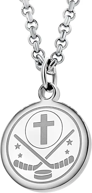 Athletes Necklace With Inspiring Bible Quote  Choose Your Quote, Silver Cross Necklace for Men and Women That Love Sports  Makes a Unique, Inspiring Gift for Athletes. Baseball, Basketball, Football, Hockey and Soccer Available.