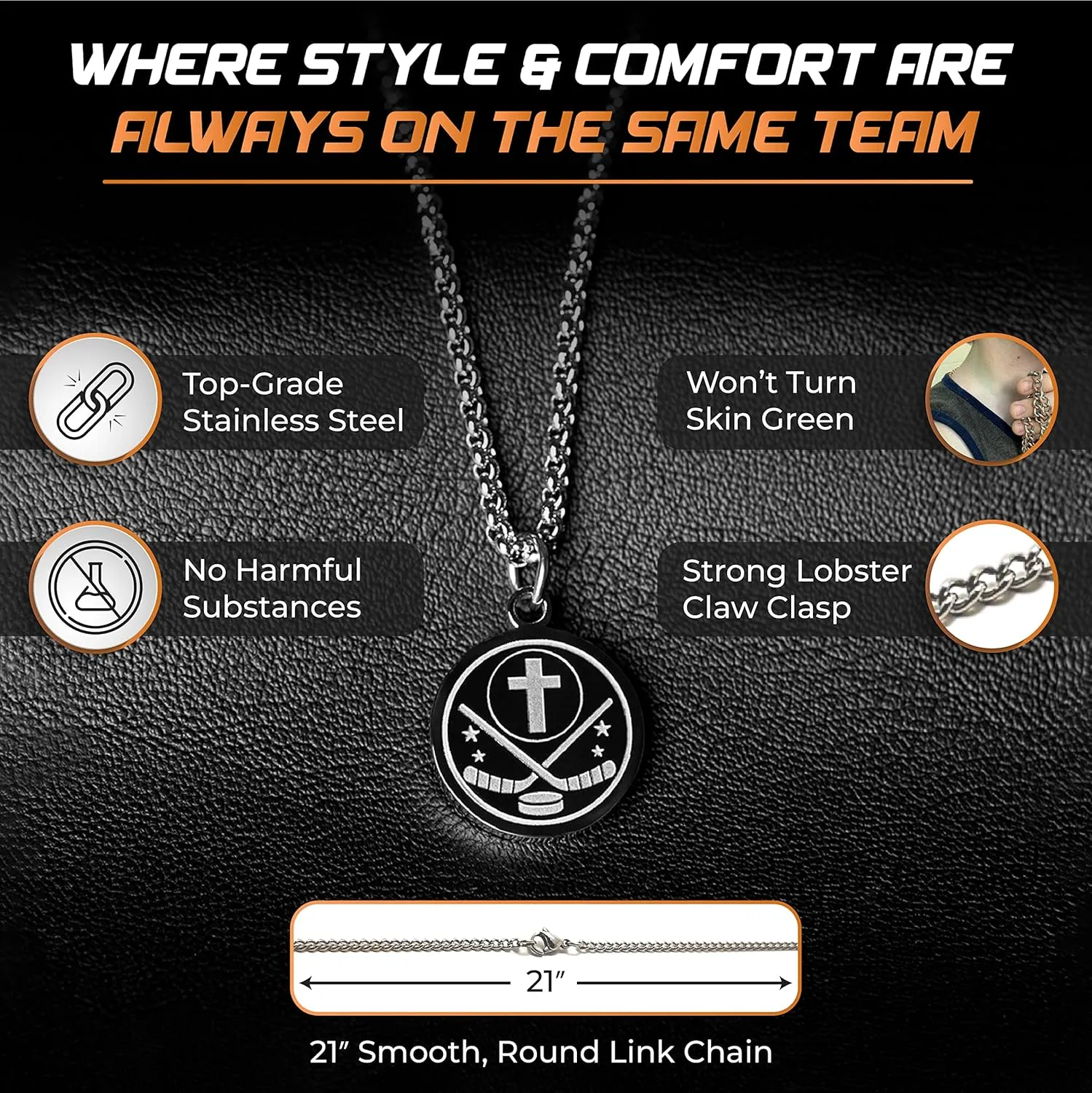 Athletes Necklace With Inspiring Bible Quote  Choose Your Quote, Silver Cross Necklace for Men and Women That Love Sports  Makes a Unique, Inspiring Gift for Athletes. Baseball, Basketball, Football, Hockey and Soccer Available.