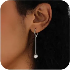 Ball Dangle Drop Earrings for Women 18K Gold and Sterling Silver Trendy Statement Dangling Earrings Long Round Ball Chain Statement Tassel Dangle Earrings Jewelry for Women