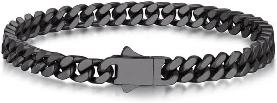 Bandmax Mens Stainless Steel Chain Necklaces 5/7/9/12 MM Chunky Miami Cuban Link Chain Necklace Bracelet Silver/Gold/Black Chains for Men 18"-30"