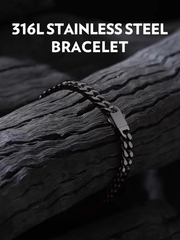 Bandmax Mens Stainless Steel Chain Necklaces 5/7/9/12 MM Chunky Miami Cuban Link Chain Necklace Bracelet Silver/Gold/Black Chains for Men 18"-30"