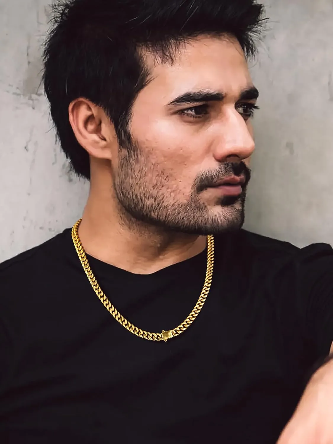 Bandmax Mens Stainless Steel Chain Necklaces 5/7/9/12 MM Chunky Miami Cuban Link Chain Necklace Bracelet Silver/Gold/Black Chains for Men 18"-30"