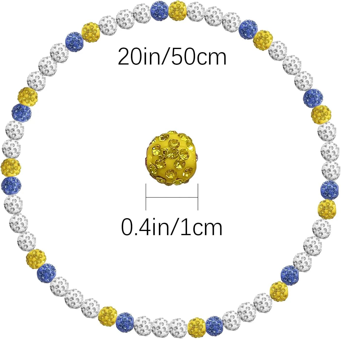 Baseball Beaded Chain Necklace 20 Inch Bling Ice Collection Necklace Adjustable Elastic Cord Glitter Rhinestone Ball Necklace Inspired Sports Jewelry Athlete Necklace for Men Boys