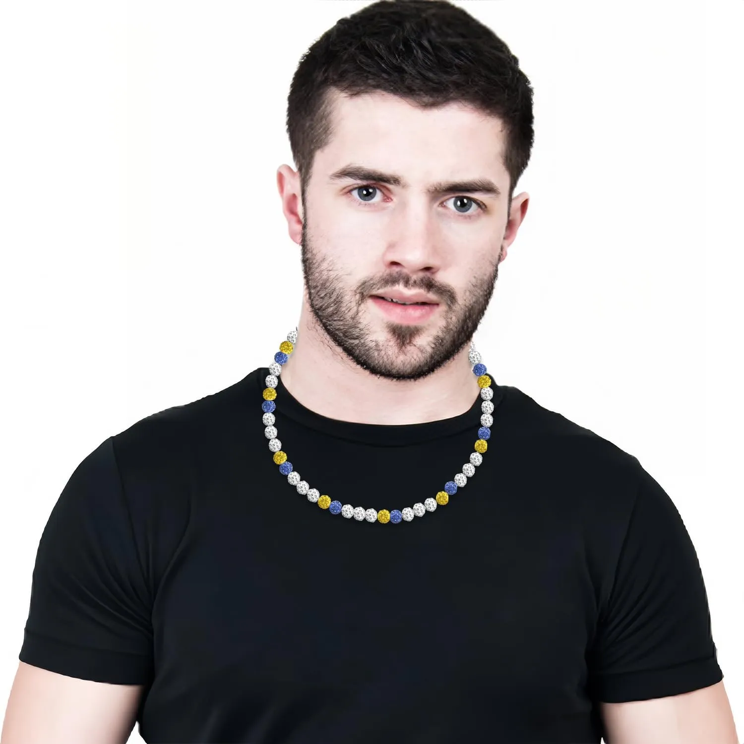 Baseball Beaded Chain Necklace 20 Inch Bling Ice Collection Necklace Adjustable Elastic Cord Glitter Rhinestone Ball Necklace Inspired Sports Jewelry Athlete Necklace for Men Boys