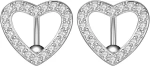 Belly Rings Surgical Steel Unique, 2Pcs Simple Dangle Navel Rings Cubic Zirconia Studs 14G Belly Button Ring for Women Heart