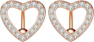 Belly Rings Surgical Steel Unique, 2Pcs Simple Dangle Navel Rings Cubic Zirconia Studs 14G Belly Button Ring for Women Heart