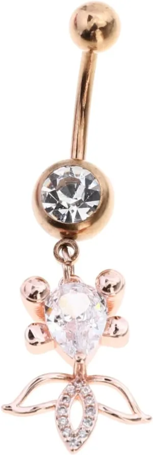 BESPORTBLE Stainless Steel Crystal Belly Ring with Goldfish Charm and Rhinestone Detail Body Piercing Jewelry for Eye Catching Style and Comfort Navel Piercing Accessory
