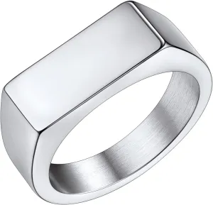 Bestyle Stainless Steel Signet Ring for Men Women in Gold/Black/Silver/Vintage Gray Tone, Chunky Thick Heavy Dome Band Ring Cool Finger Ring, Gift for Dad Husband, Size 7-14 Customizable