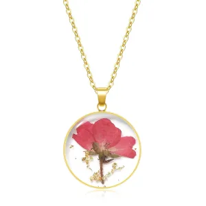 Birth Flower Necklaces For Women - Rose June Month Flower Necklace - Handmade Pressed Flower Necklace - Unique Holiday Gift - Gold 18"