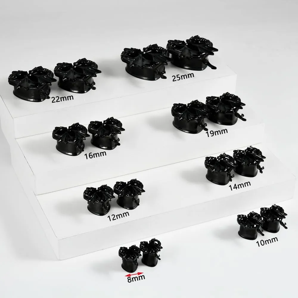 Black Dragon Ear Gauges Stainless Steel Ear Plugs 8mm-25mm Flesh Tunnels Plugs Stretchers Expander Double Flared Flesh Tunnels Ear Piercing Jewelry