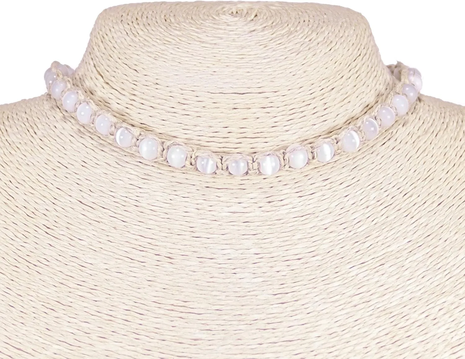 BlueRica Cat's Eye Beads on Hemp Choker Necklace
