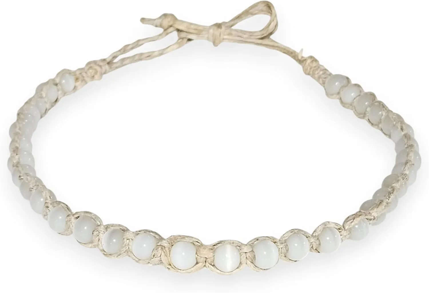 BlueRica Cat's Eye Beads on Hemp Choker Necklace