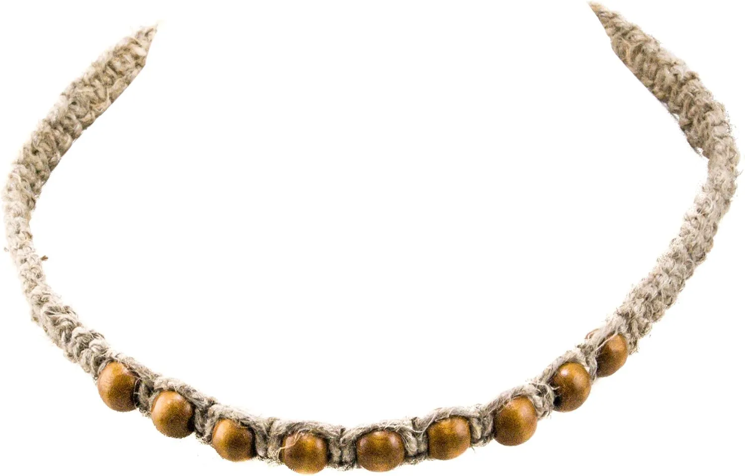 BlueRica Wood Beads on Hemp Choker Necklace