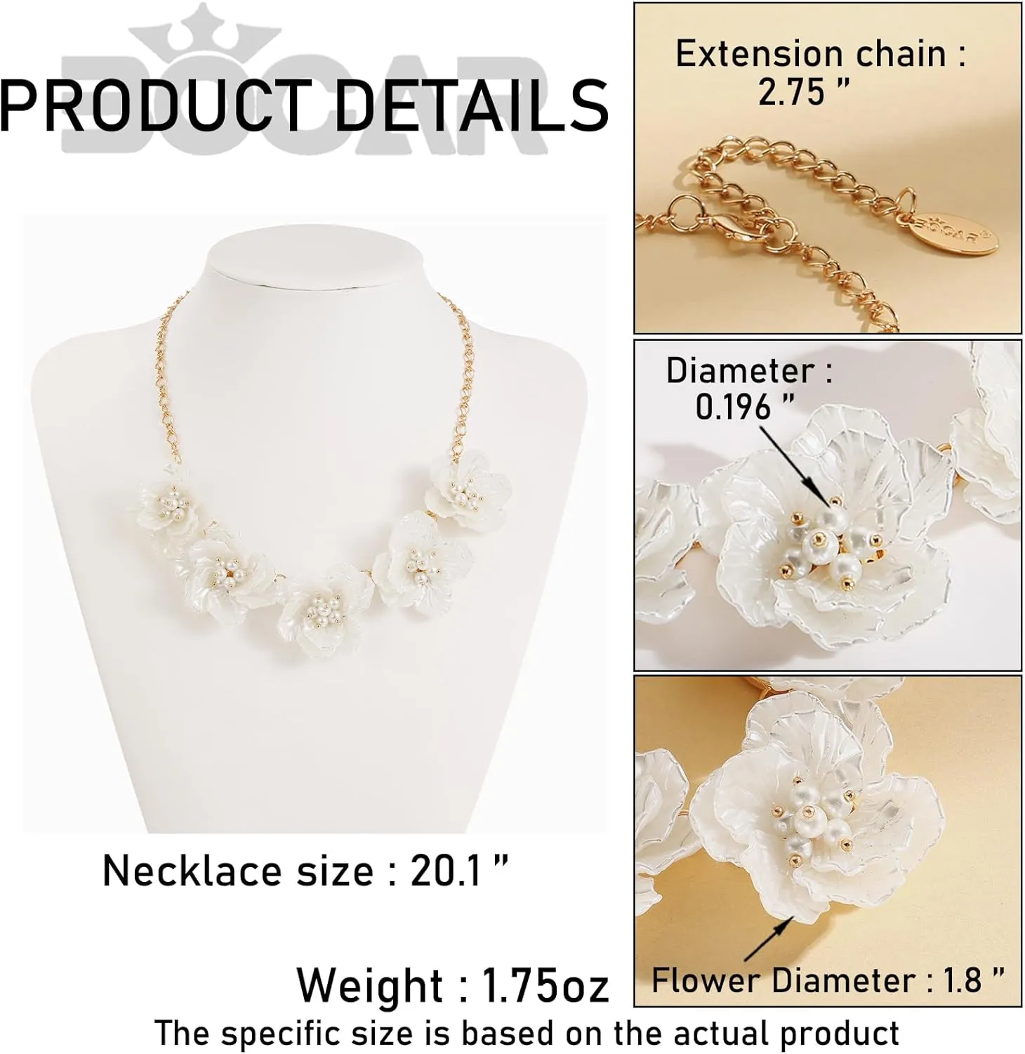 Bocar Statement Flower Collar Necklace Handmade Choker Necklaces Shiny Bib Women Costume Prom Jewelry