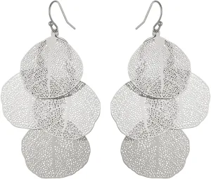 Bohemian Boho Filigree Leaf Chandelier Dangle Earrings for Women  Handcrafted Delicate  14K Gold Plated  Lightweight