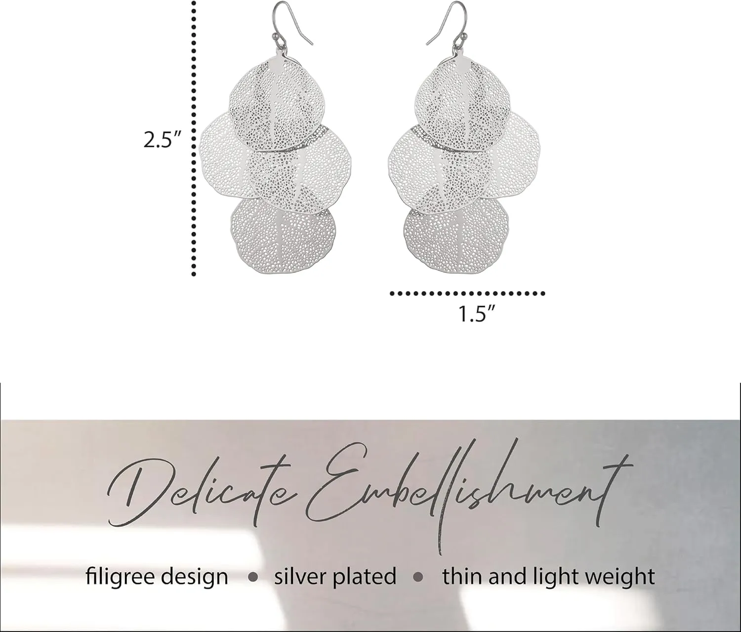 Bohemian Boho Filigree Leaf Chandelier Dangle Earrings for Women  Handcrafted Delicate  14K Gold Plated  Lightweight