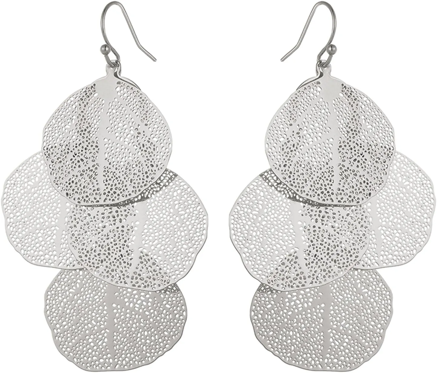 Bohemian Boho Filigree Leaf Chandelier Dangle Earrings for Women  Handcrafted Delicate  14K Gold Plated  Lightweight