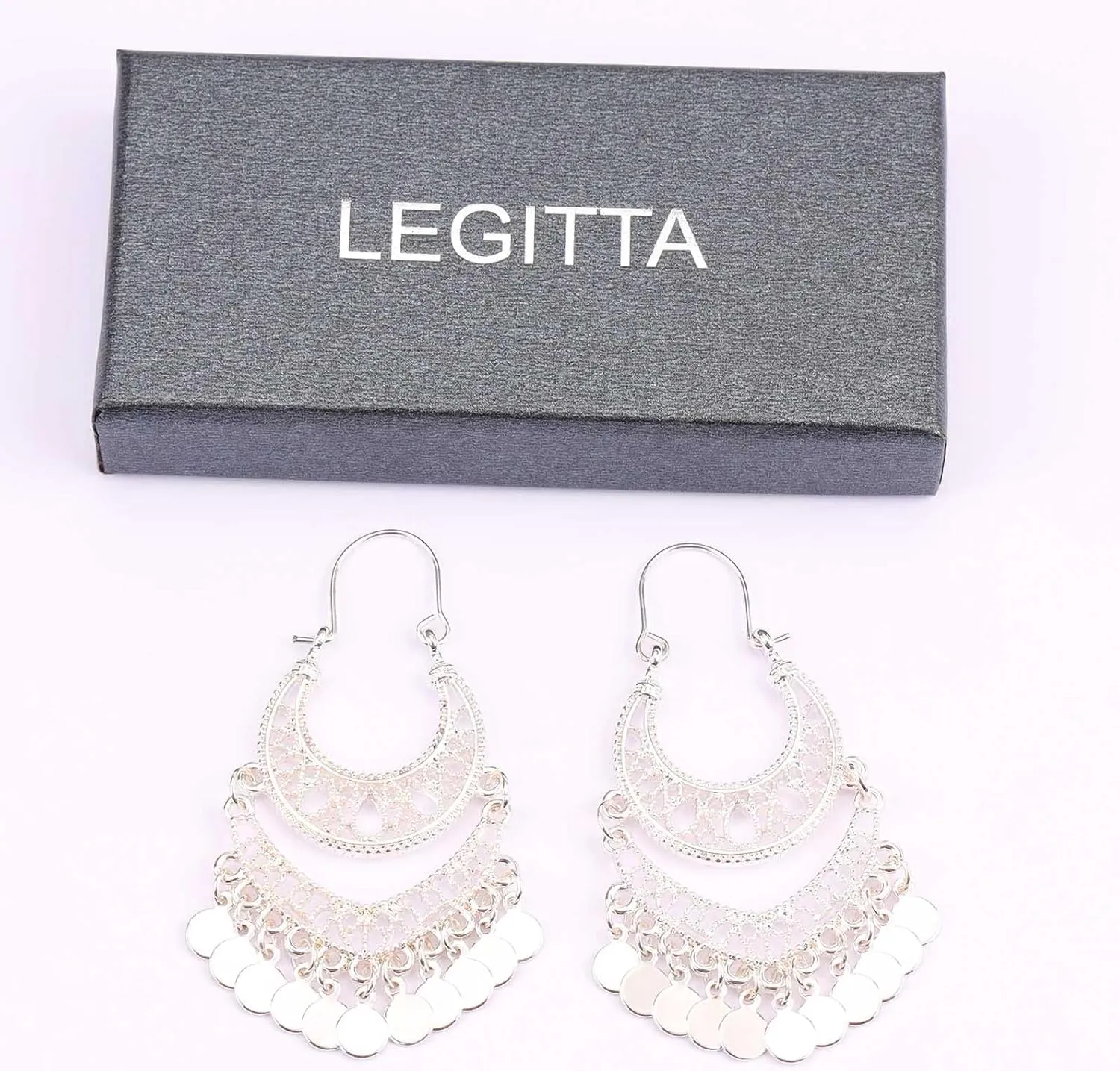 Bohemian Chandelier Earrings Coin Disc Tassel Dangle Filigree Earrings