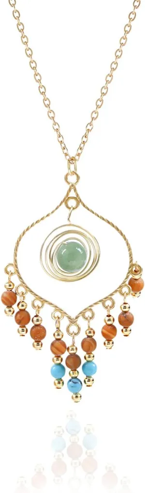 Bohemian Long Tassel Turquoise Beads Water Drop Dangle Earrings For Women Vintage Sbb Copper Coil Necklace Mujer Exaggerated Earring