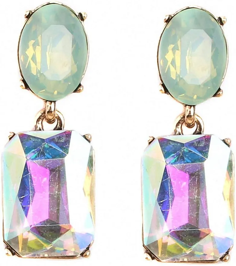 Bohemian Stud Earrings Women Wedding Jewelry Boho Statement Rhinestone Earrings Light Green